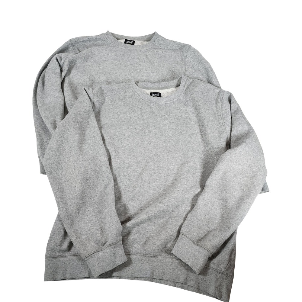 Everlast Sport Mens Gray Crewneck Sweatshirt Fleece Pullover Bundle Set of 2 M